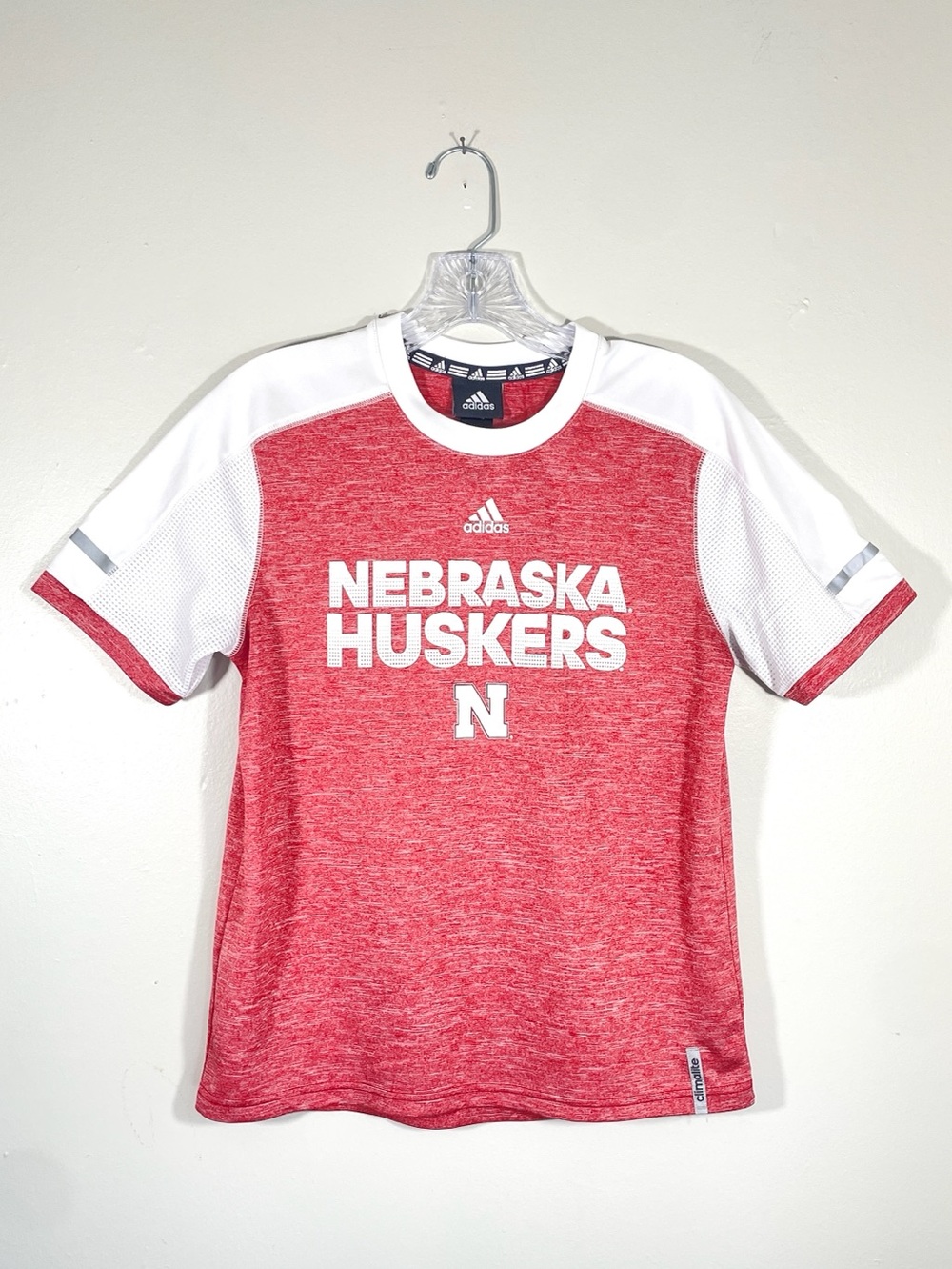 Adidas Nebraska Huskers Climalite Athletic Tee Youth Large 14/16 Red White